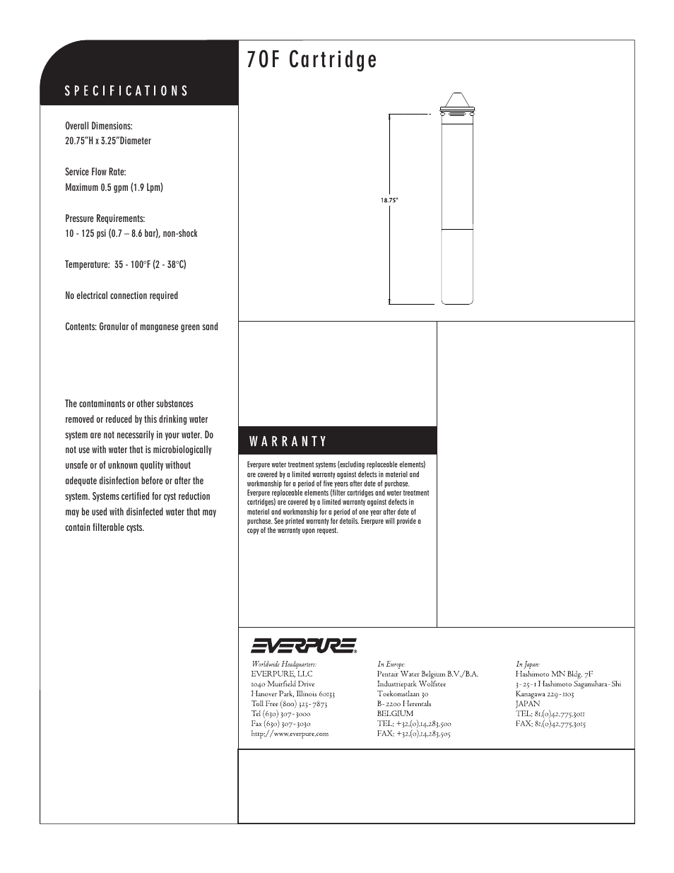 7of cartridge, 7of replacement cartridge | Everpure 7OF Replacement Cartridge EV9607-03 User Manual | Page 2 / 2