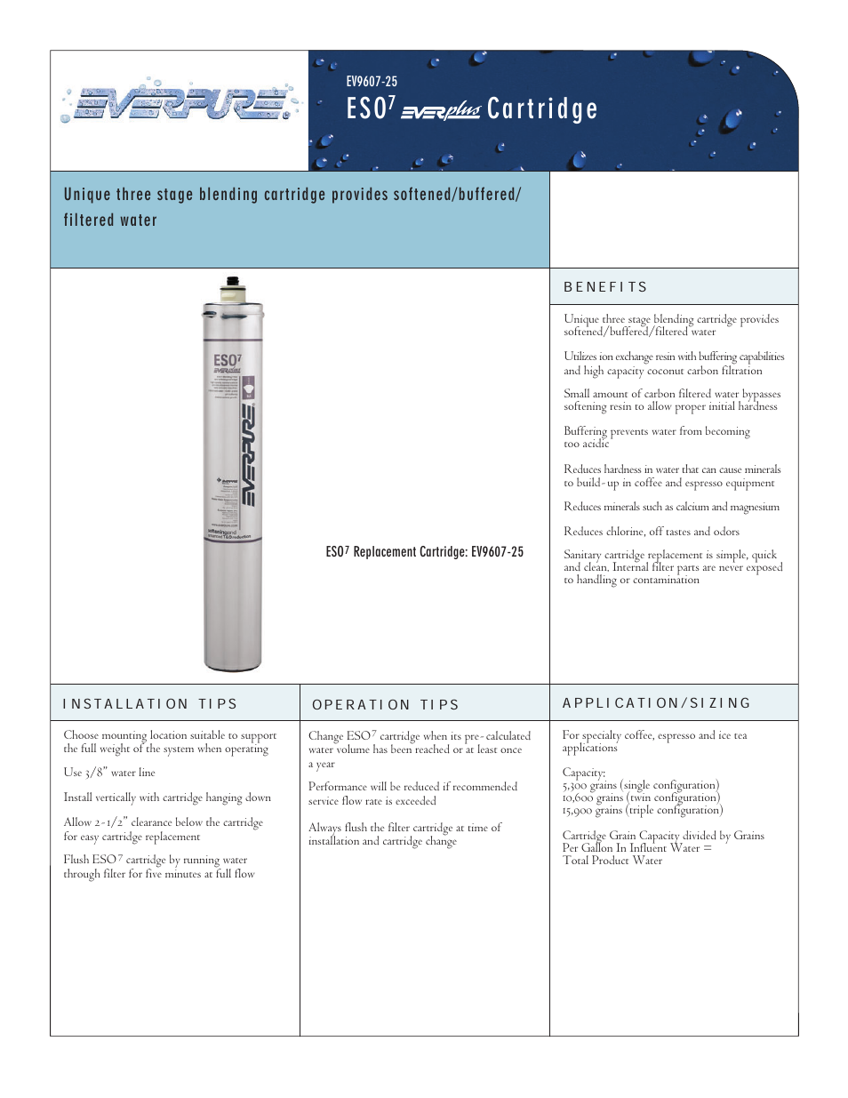 Everpure ESO7 Replacement Cartridge EV9607-25 User Manual | 2 pages