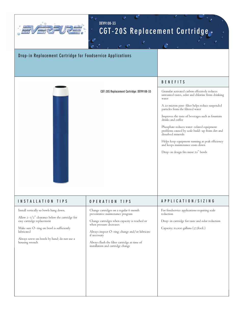 Everpure CGT-20S User Manual | 2 pages