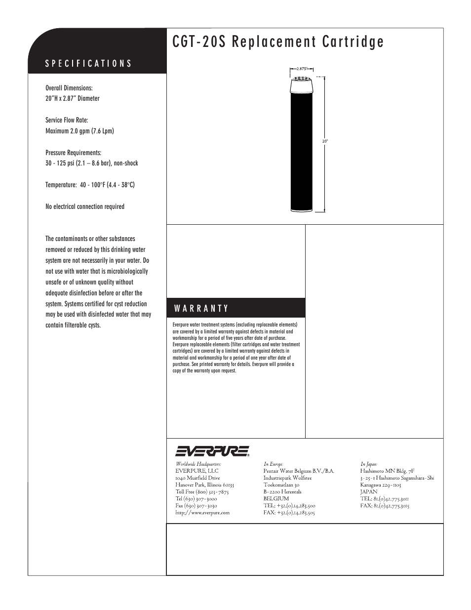 Cgt-20s replacement cartridge | Everpure CGT-20S User Manual | Page 2 / 2