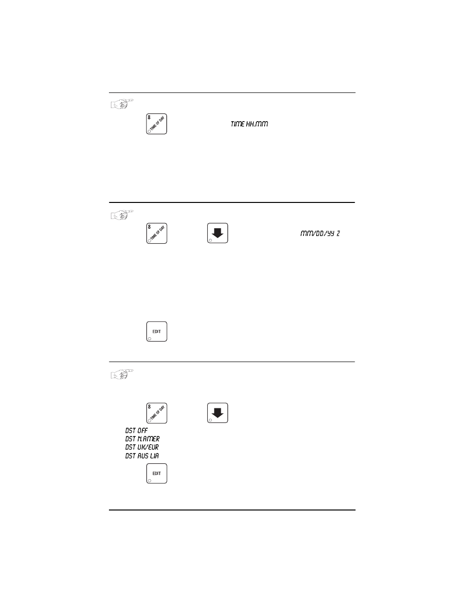 Set the time of day, Set month, date, and year, Set daylight savings time options | Everpure 327 User Manual | Page 50 / 88