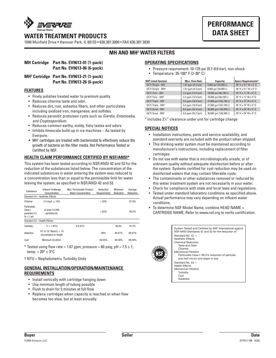 Everpure EV9613-21 User Manual | 1 page