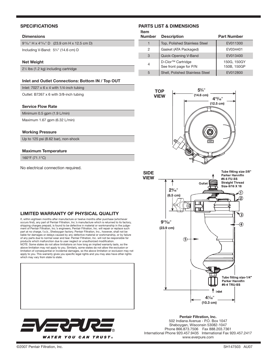 Everpure EV939000 User Manual | Page 2 / 2