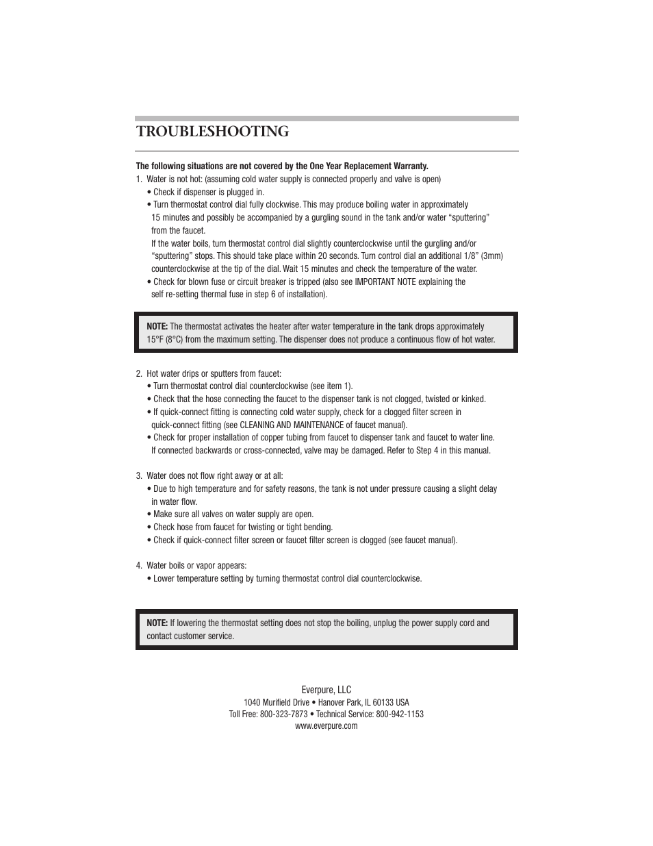 Troubleshooting | Everpure CGHE1 User Manual | Page 8 / 8