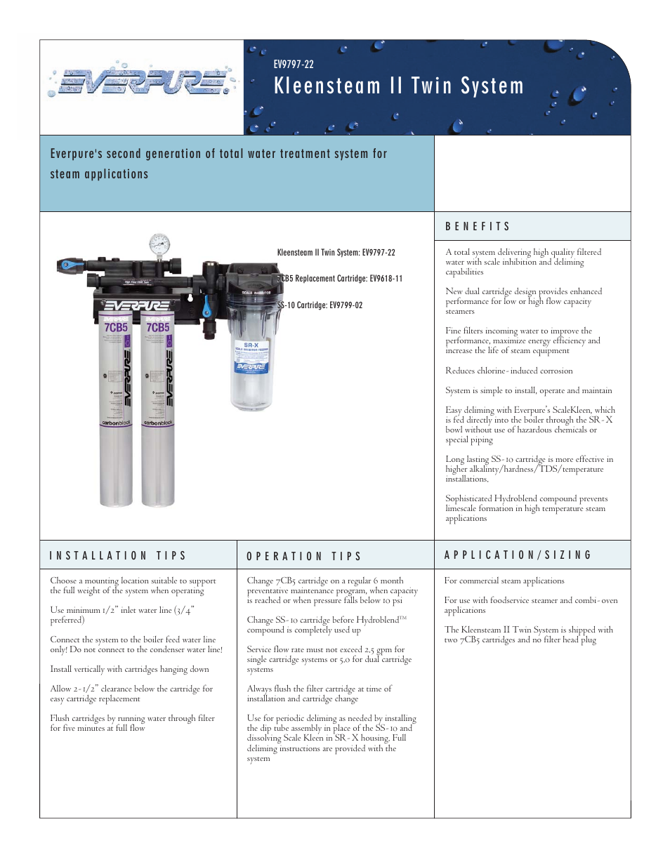 Everpure Kleensteam II Twin System EV9797-22 User Manual | 2 pages