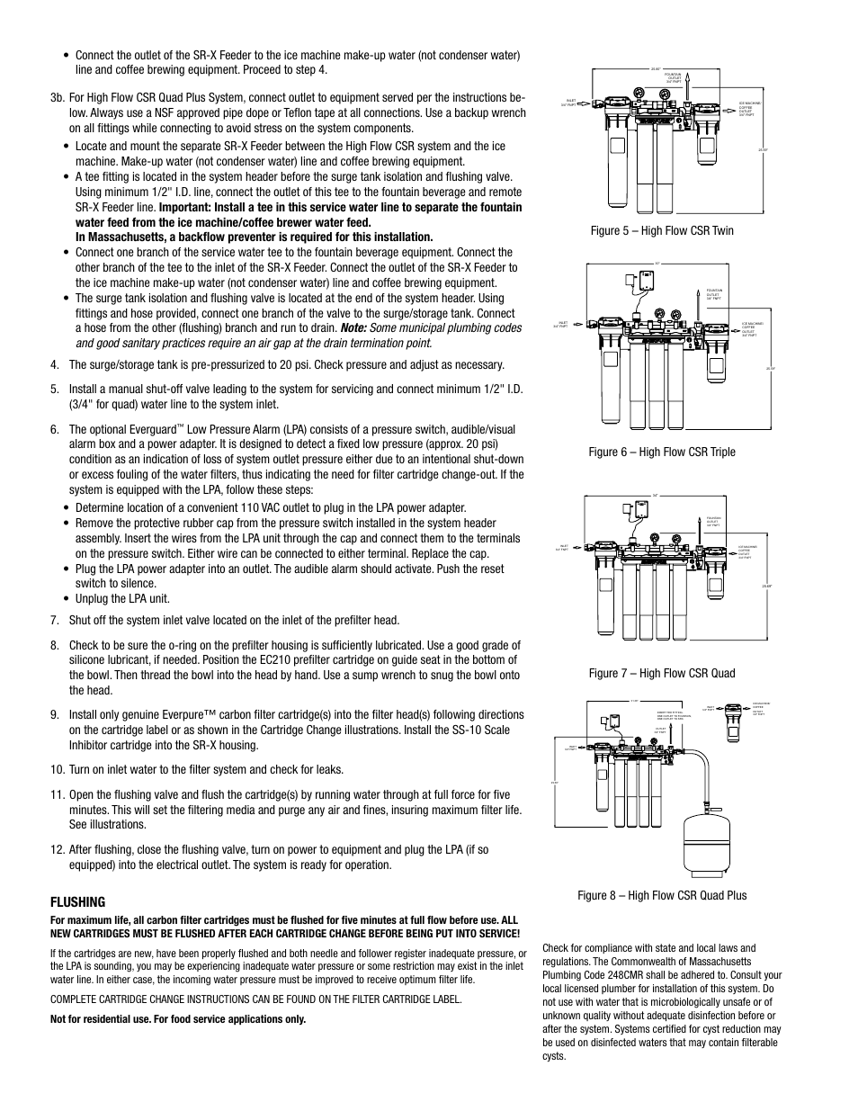 Flushing, Figure 6 – high flow csr triple, Figure 8 – high flow csr quad plus | Figure 7 – high flow csr quad | Everpure MC User Manual | Page 2 / 4
