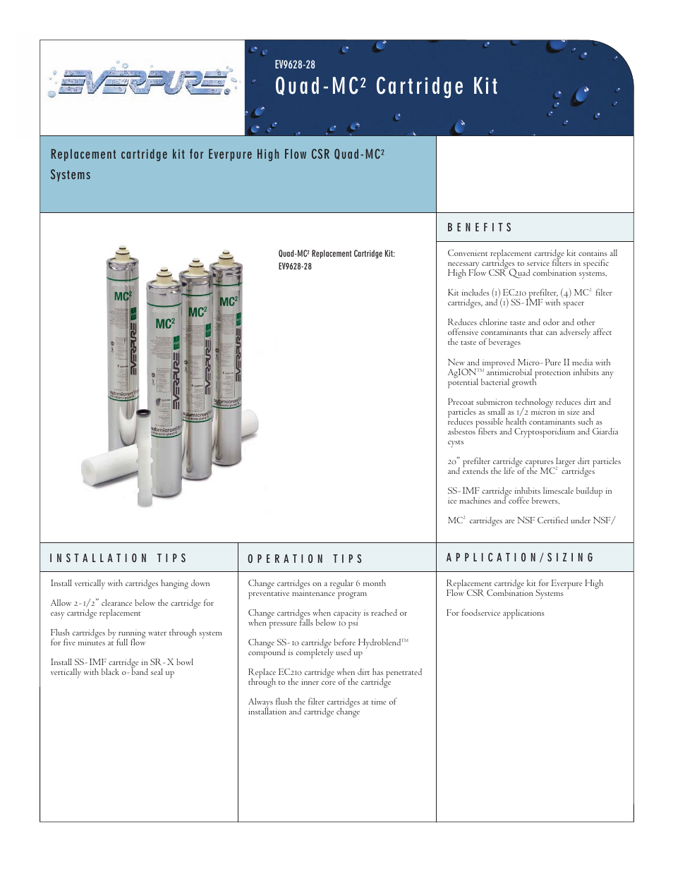Everpure Quad-MC EV9628-28 User Manual | 2 pages