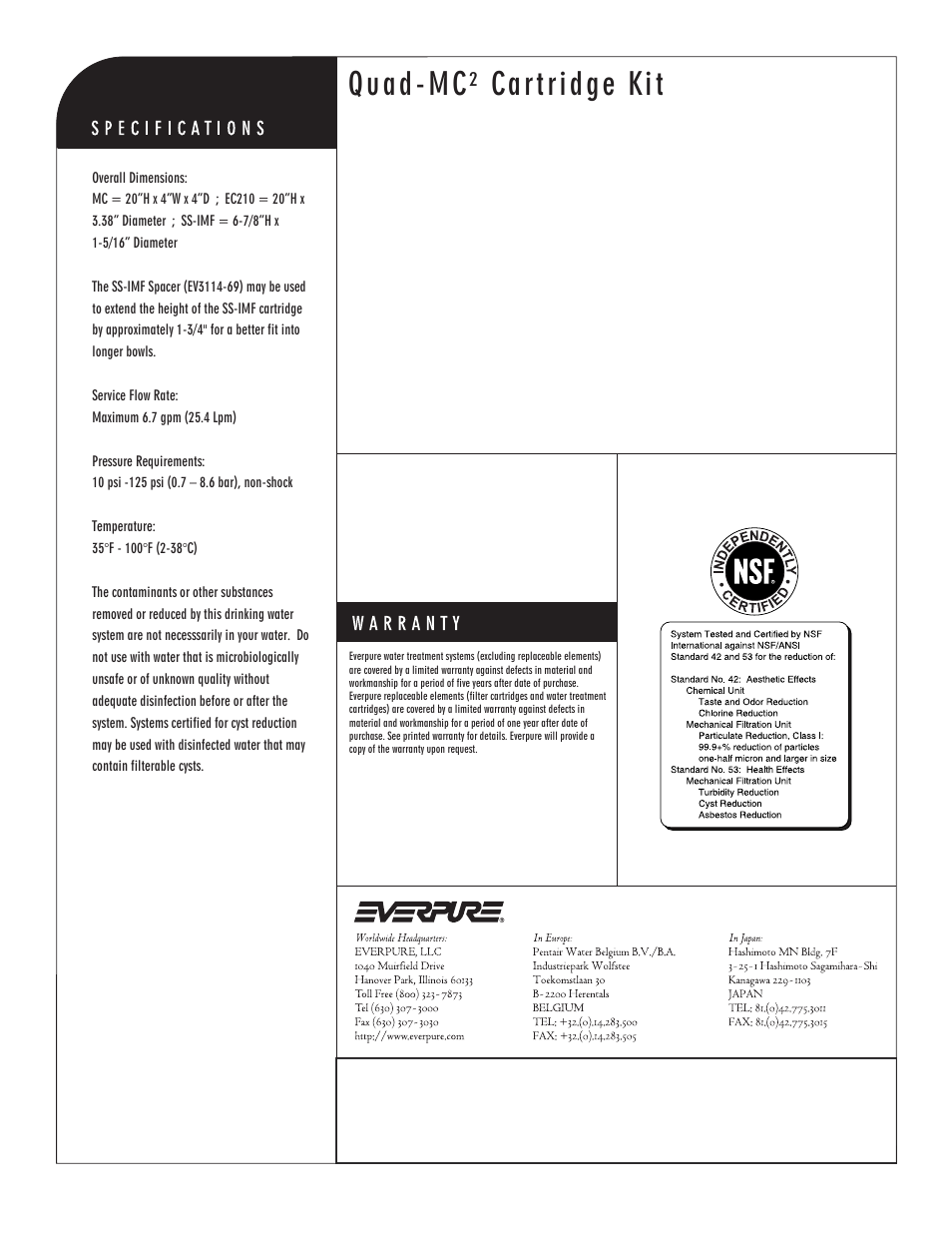 Quad-mc² cartridge kit | Everpure Quad-MC EV9628-28 User Manual | Page 2 / 2