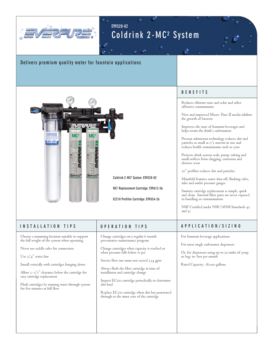 Everpure Coldrink 1-MC2 System EV9612-56 User Manual | 2 pages