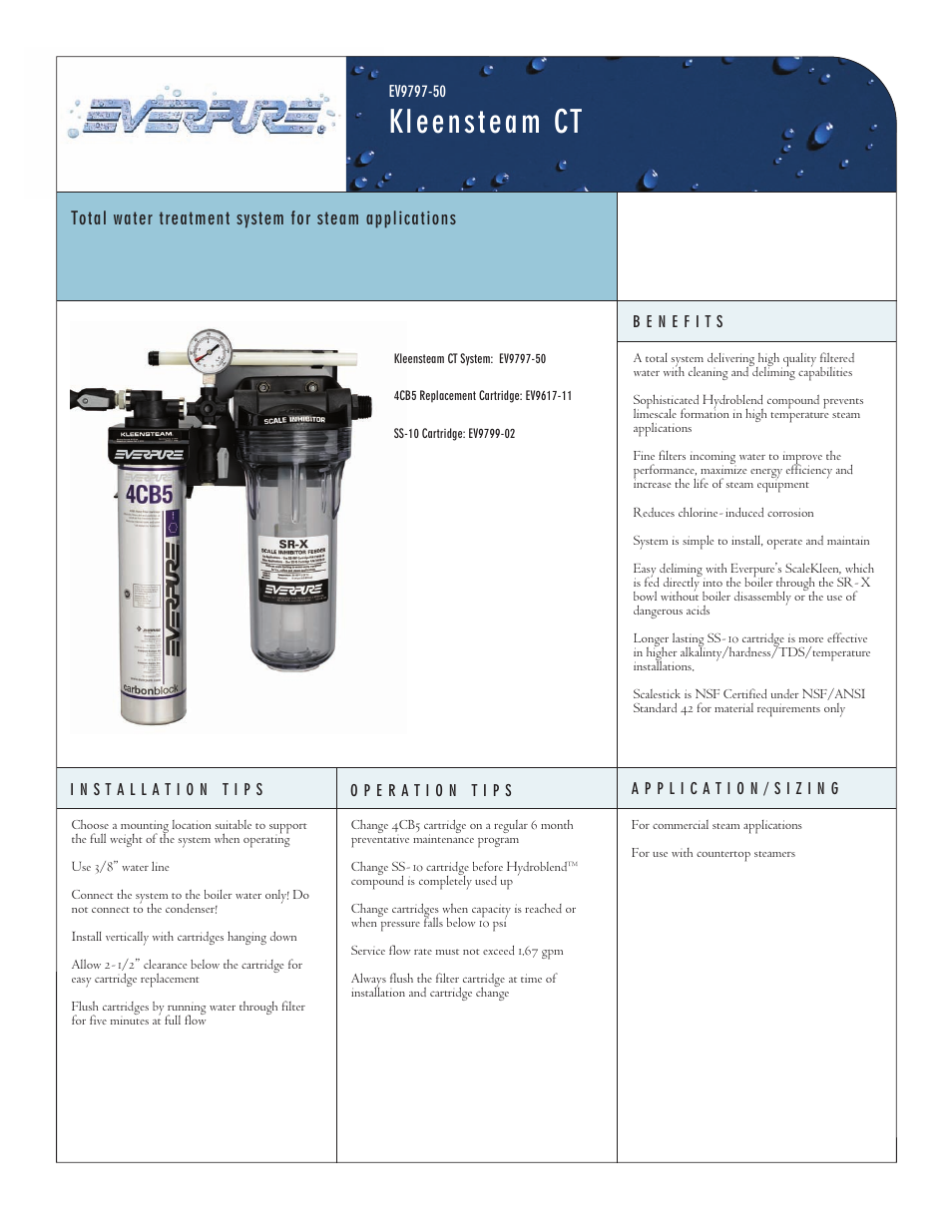 Everpure Kleensteam CT EV9797-50 User Manual | 2 pages