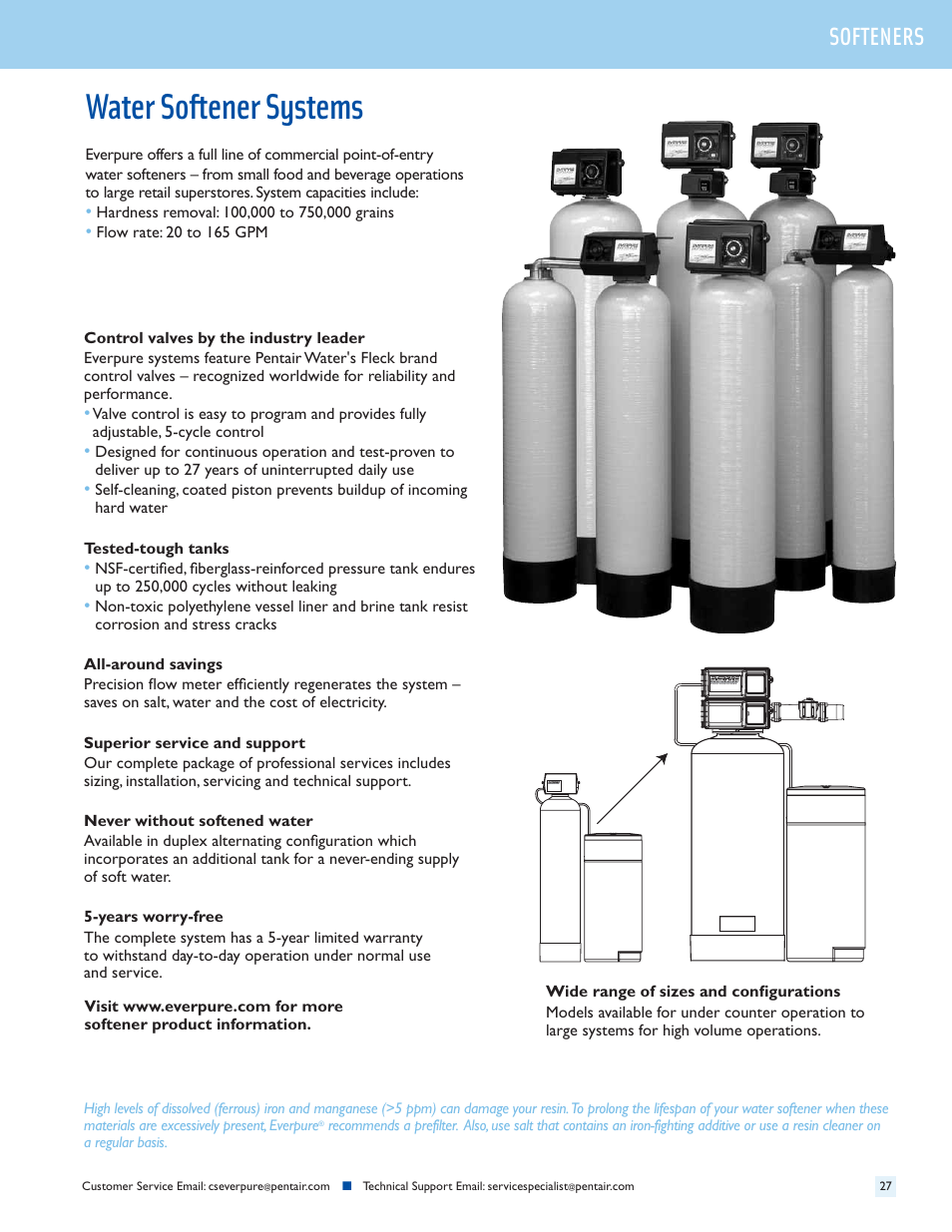Water softener systems, Softeners | Everpure QC7I Single-MH2 User Manual | Page 29 / 68