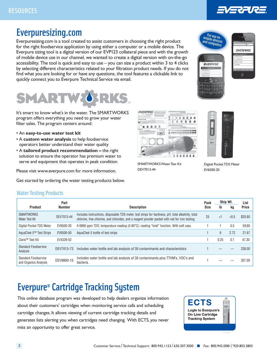Everpure, Cartridge tracking system, Resources | Water testing products | Everpure QC7I Single-MH2 User Manual | Page 4 / 68