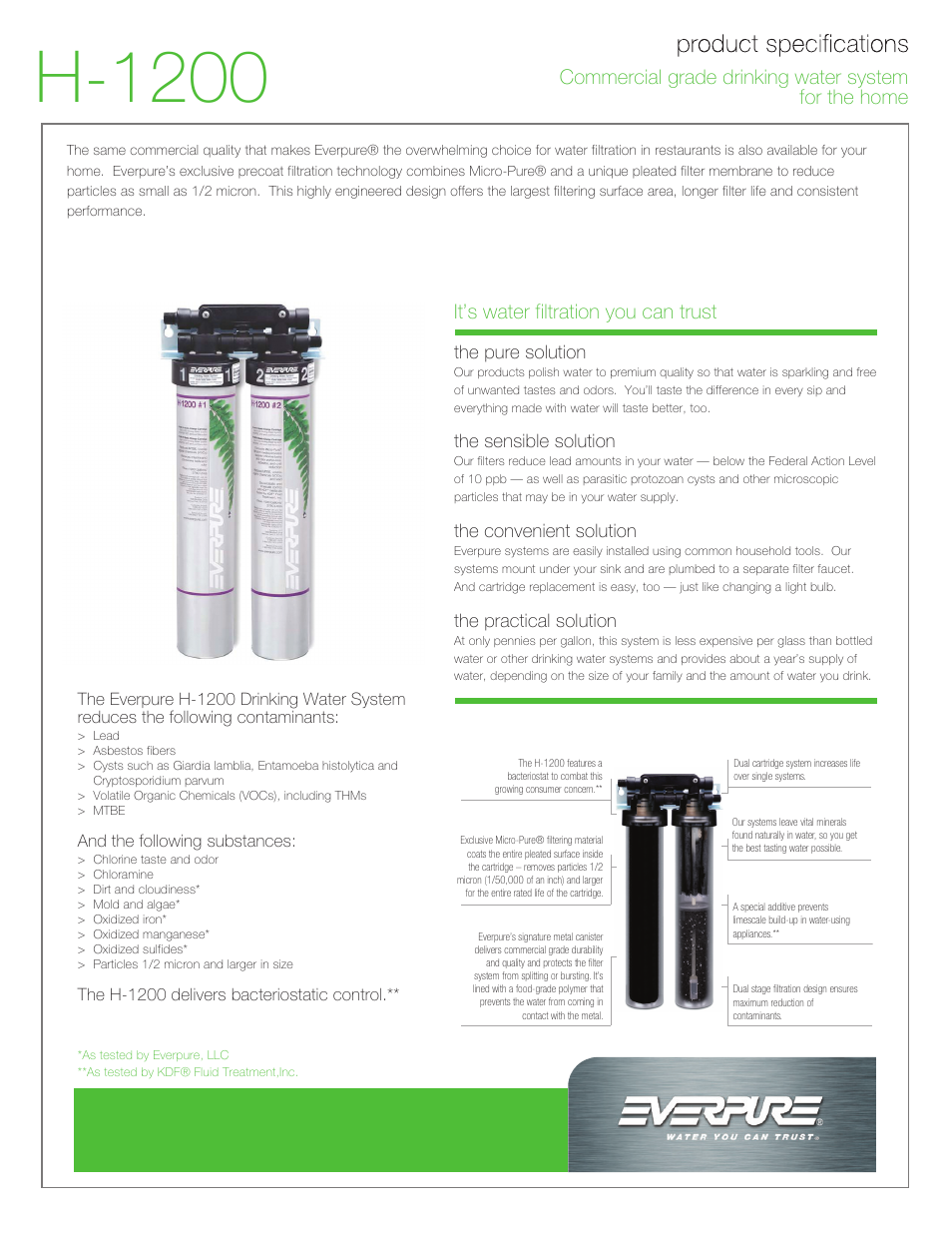 Everpure H-1200 User Manual | 2 pages