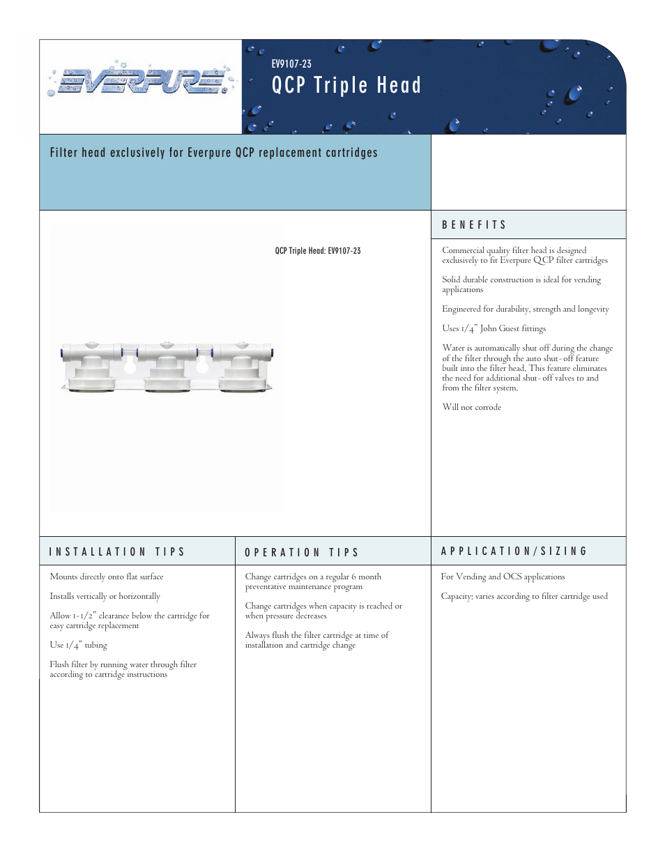 Everpure QCP Triple Head EV9107-23 User Manual | 2 pages