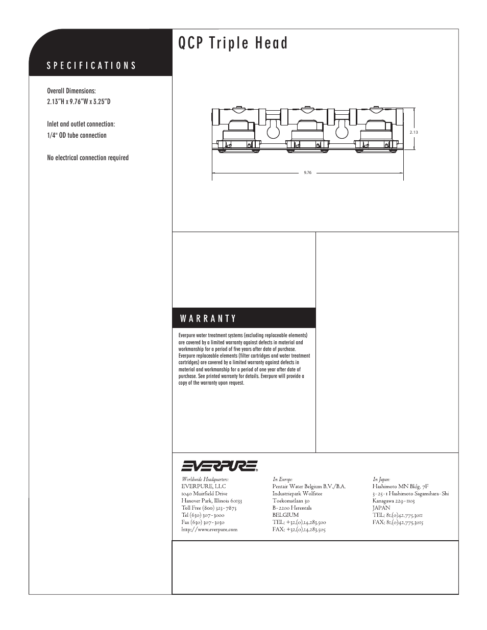 Qcp triple head | Everpure QCP Triple Head EV9107-23 User Manual | Page 2 / 2