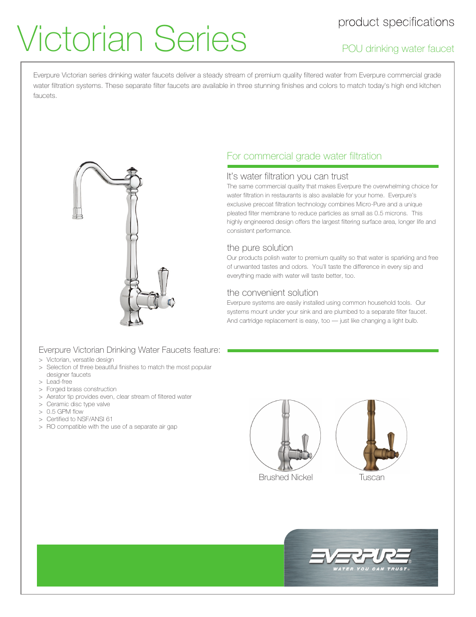 Everpure Victorian Series User Manual | 2 pages