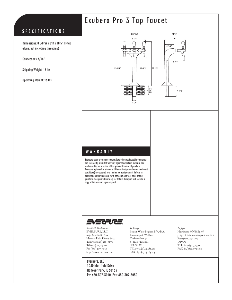Exubera pro 3 tap faucet | Everpure Exubera Pro 3 Tap Faucet EV9333-52 User Manual | Page 2 / 2