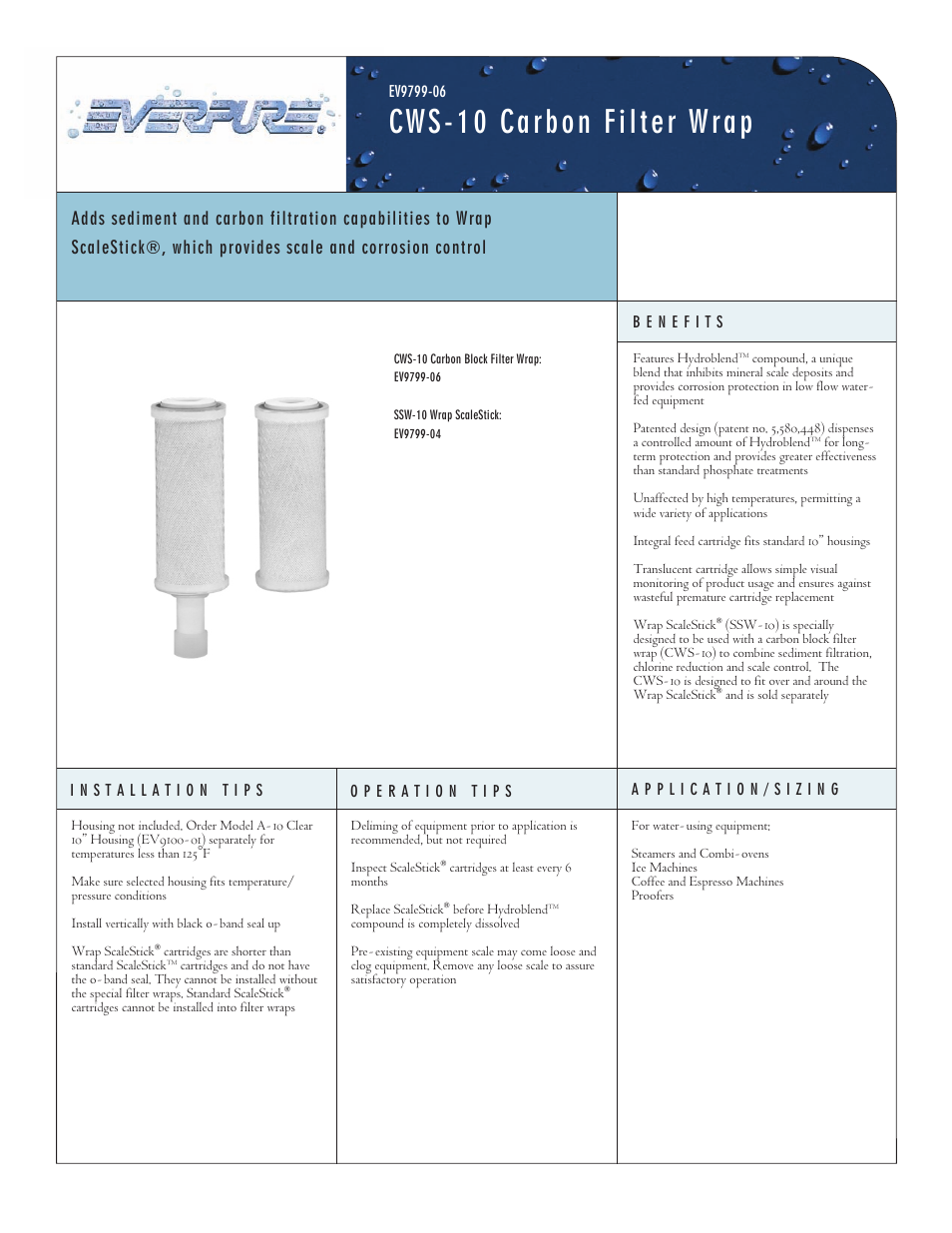 Everpure Carbon Filter Wrap CWS-10 User Manual | 2 pages