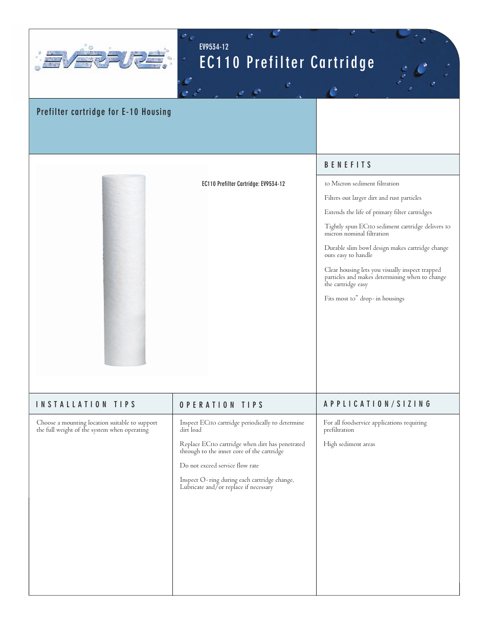 Everpure EV9534-12 User Manual | 2 pages