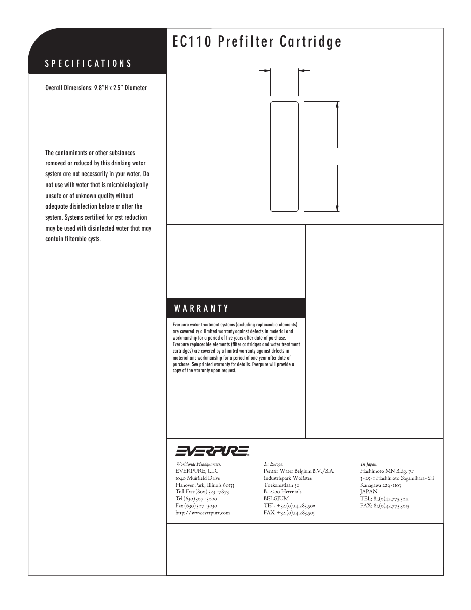 Ec110 prefilter cartridge | Everpure EV9534-12 User Manual | Page 2 / 2