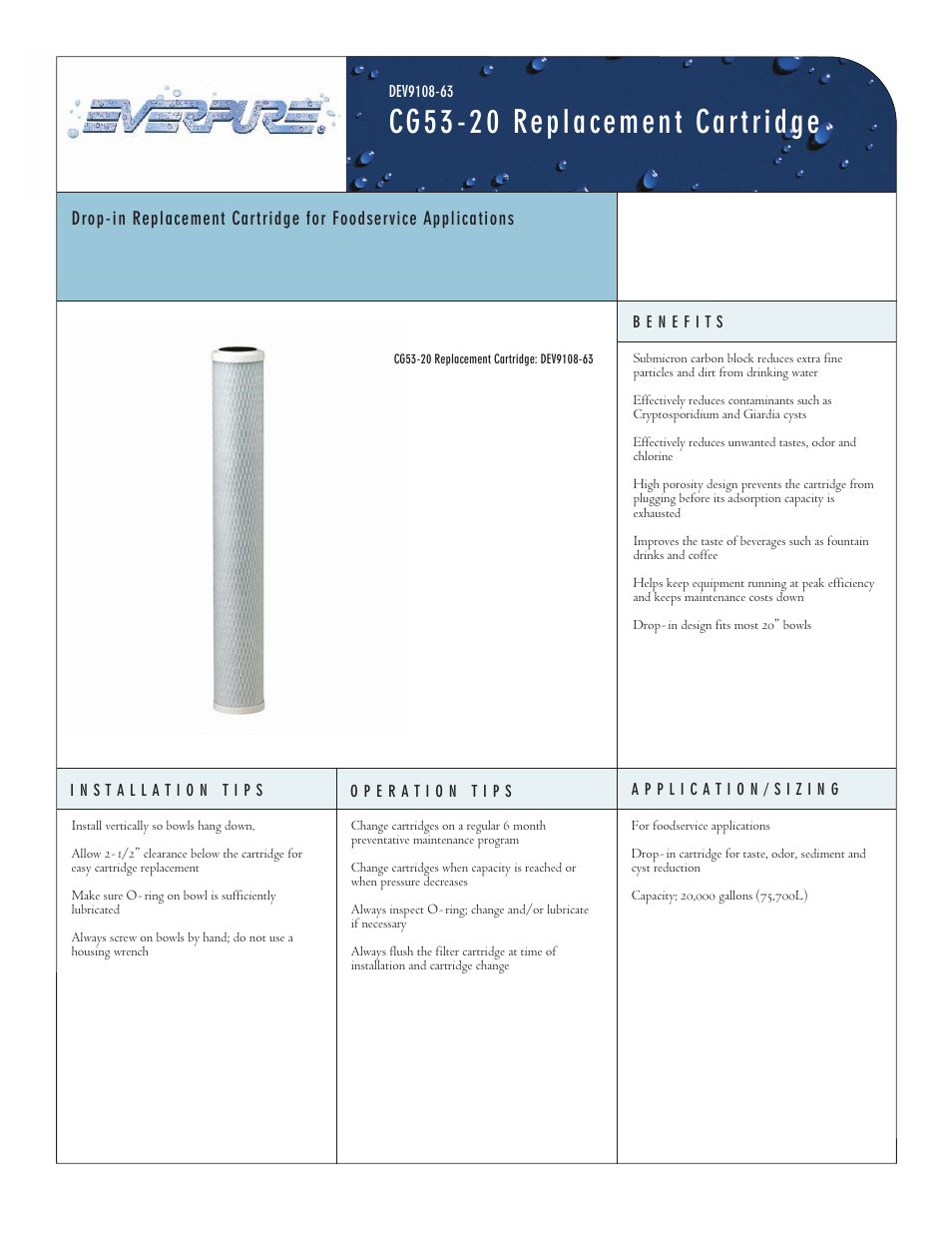 Everpure CG53-20 User Manual | 2 pages