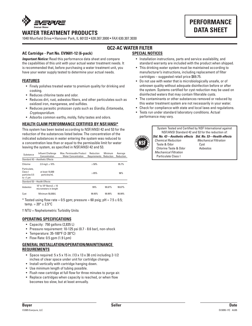 Everpure QC2-AC User Manual | 1 page