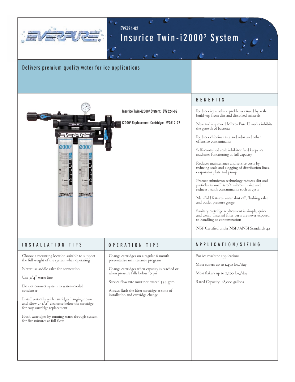 Everpure Insurice Single-i2000 System EV9612-22 User Manual | 2 pages