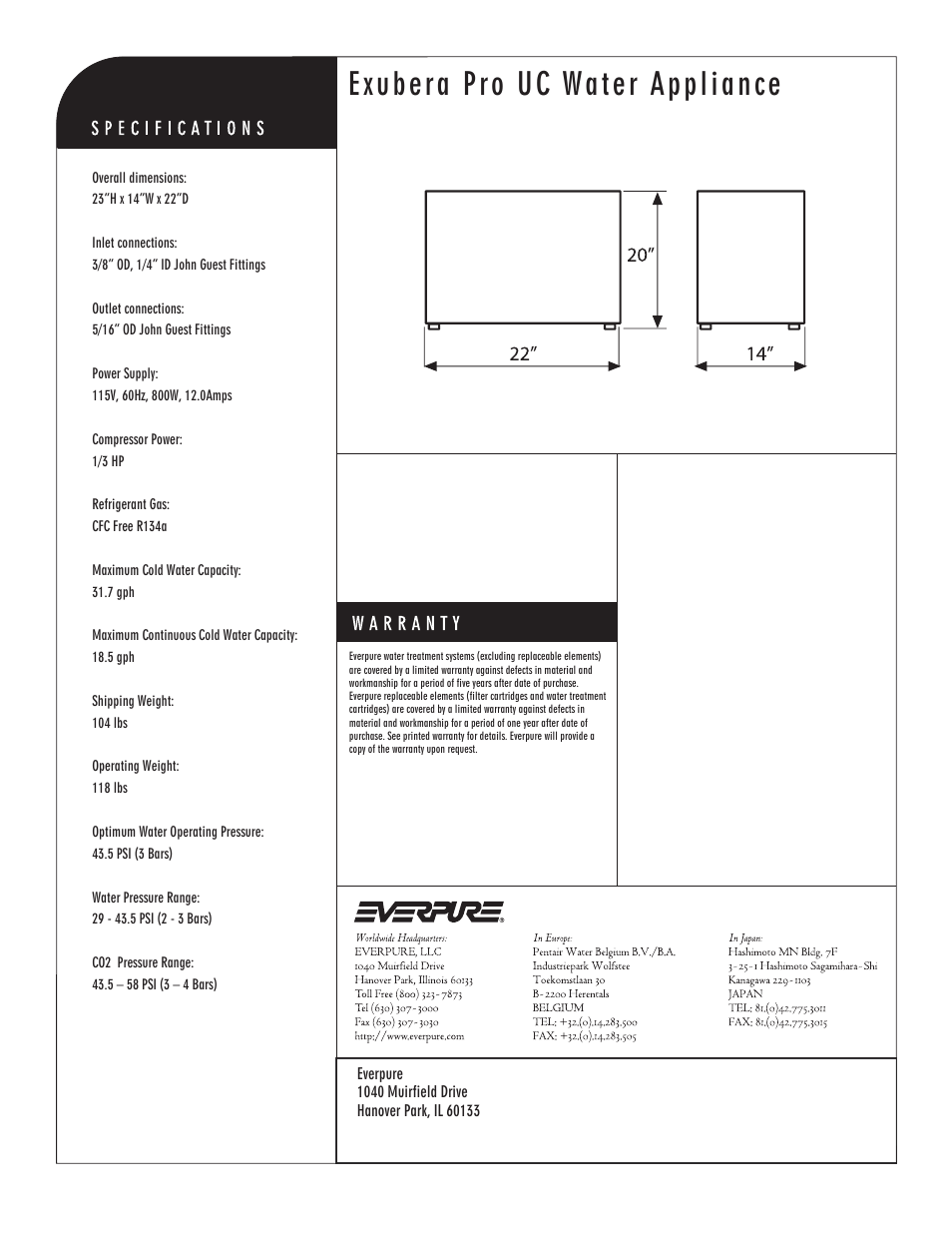 Exubera pro uc water appliance | Everpure Exubera Pro UC EV9333-50 User Manual | Page 2 / 2