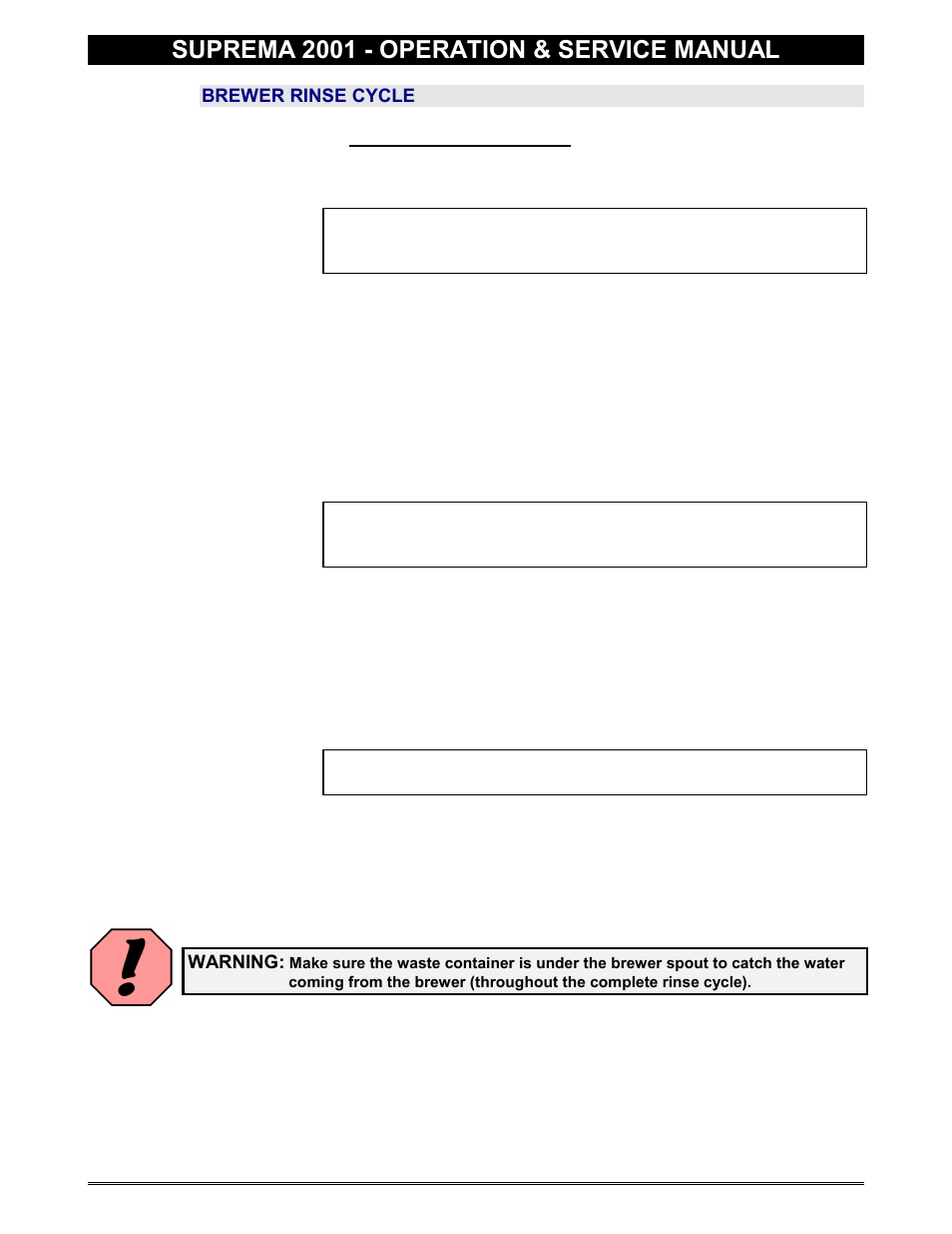 Brewer, Brewer rinse cycle, Suprema 2001 - operation & service manual | Everpure 2001 User Manual | Page 34 / 60