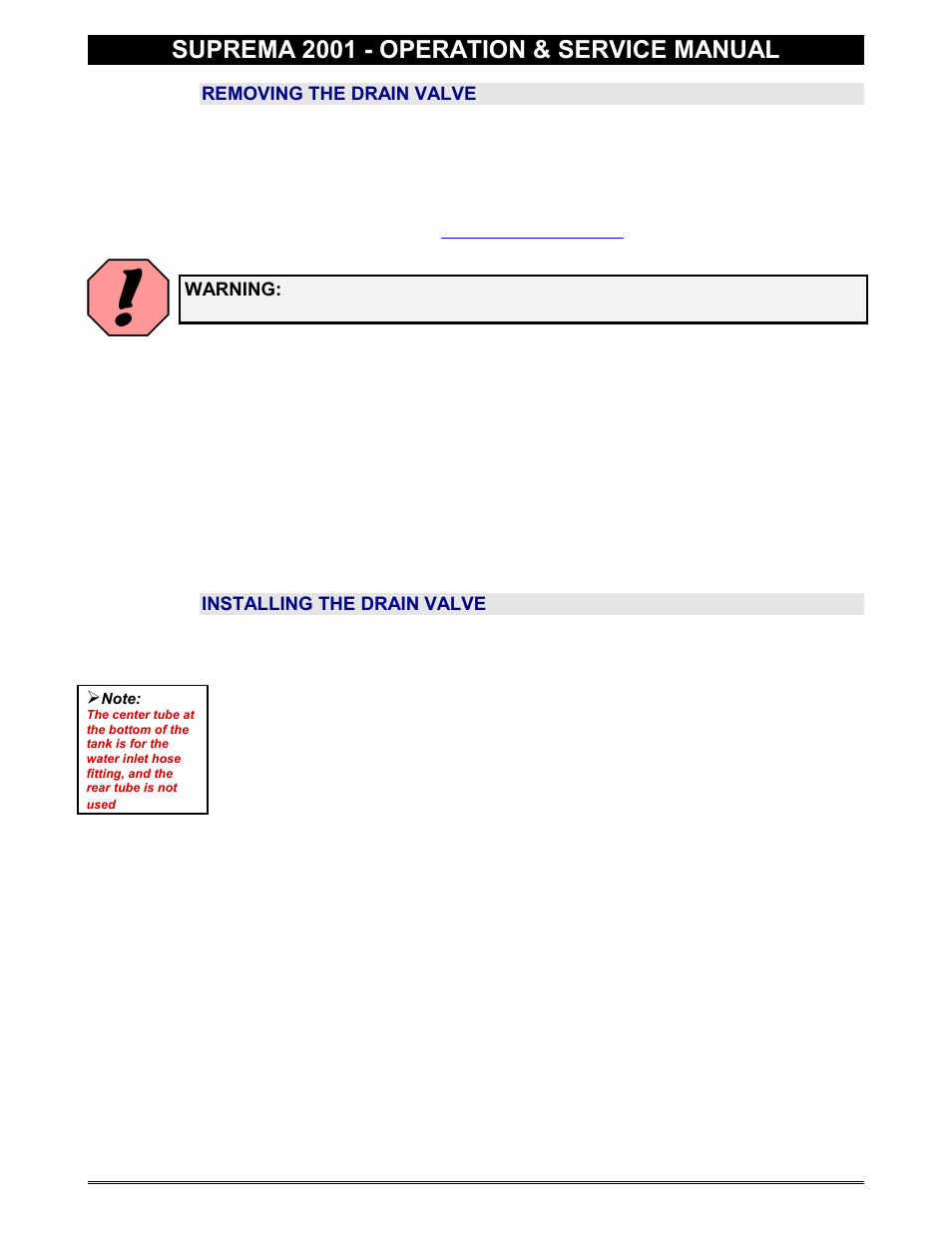 Drain valve, Suprema 2001 - operation & service manual | Everpure 2001 User Manual | Page 49 / 60
