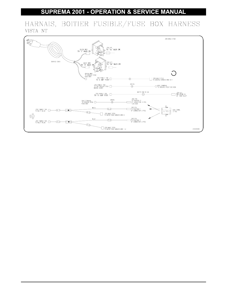 Fuse box harness, General harness, Suprema 2001 - operation & service manual | Everpure 2001 User Manual | Page 56 / 60