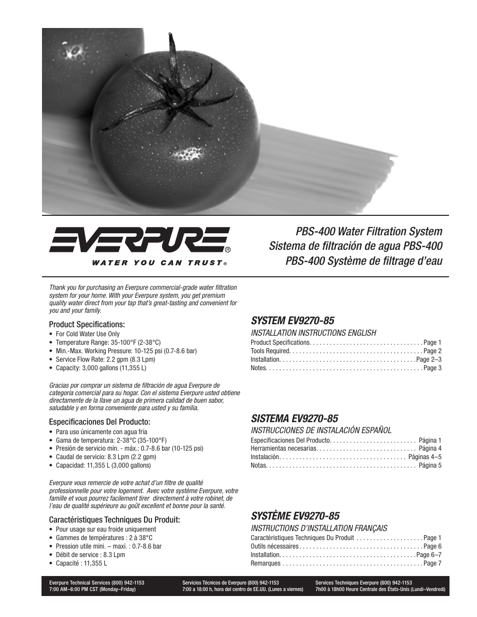 Everpure PBS400 User Manual | 8 pages