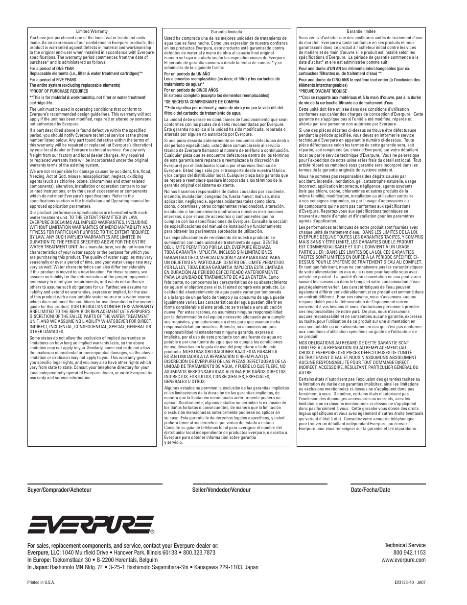 Everpure PBS400 User Manual | Page 8 / 8