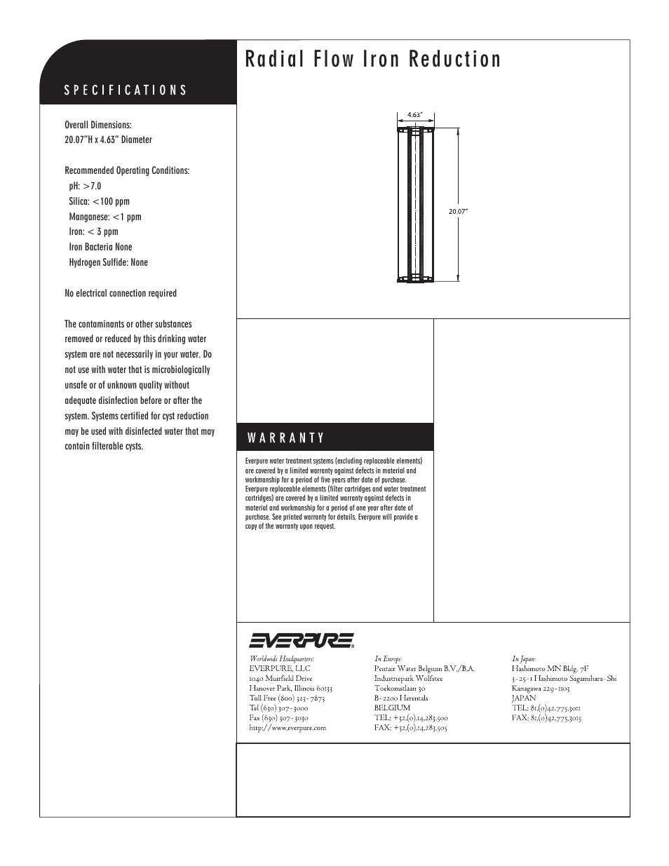 Radial flow iron reduction | Everpure RFFE 20-BB5 Replacement Cartridge DEV9108-46 User Manual | Page 2 / 2