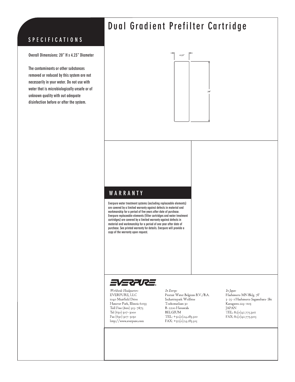 Dual gradient prefilter cartridge | Everpure Dual Gradient Prefilter Cartridge DGD-5005-20 User Manual | Page 2 / 2