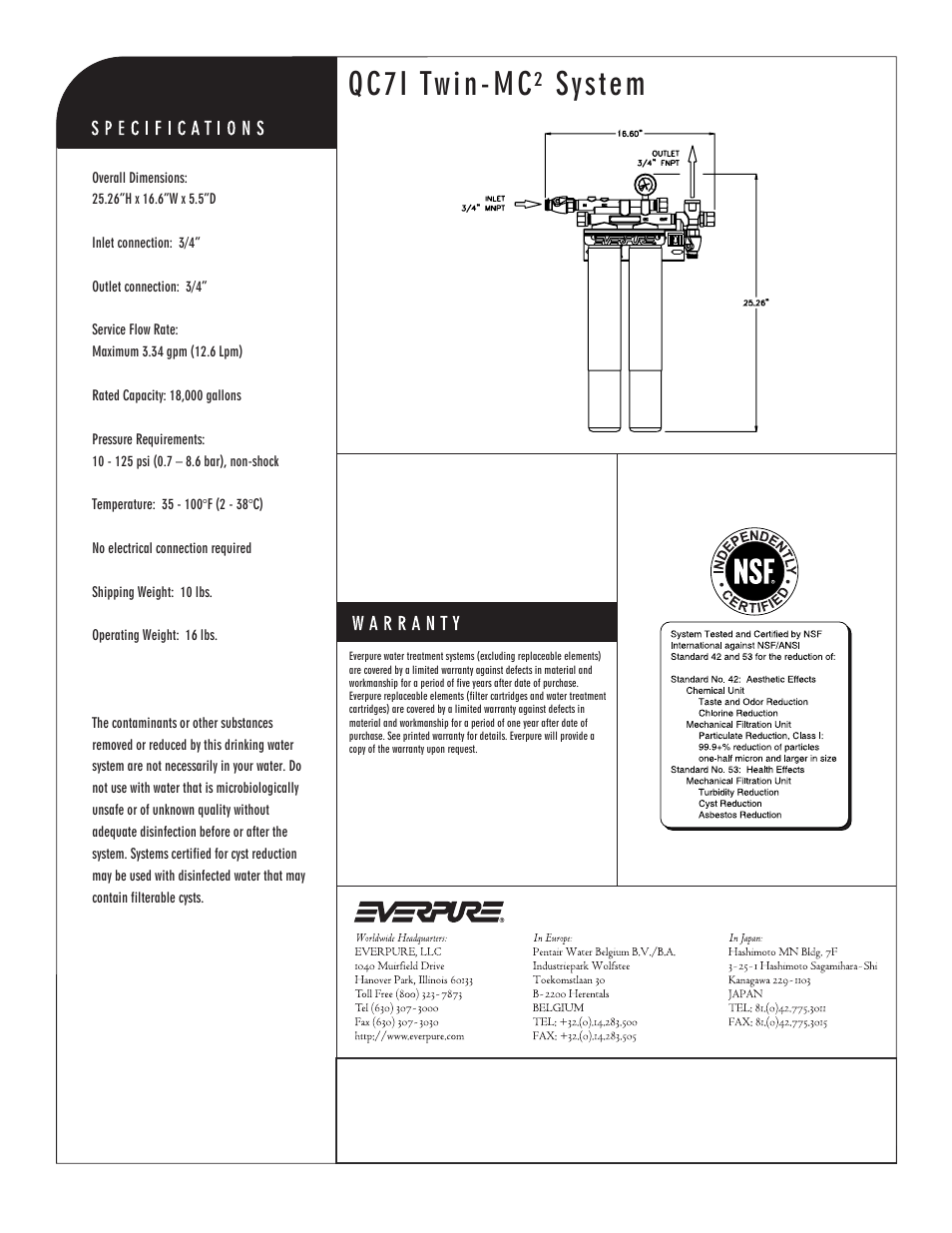 Qc7i twin-mc² system | Everpure EV9275-02 User Manual | Page 2 / 2