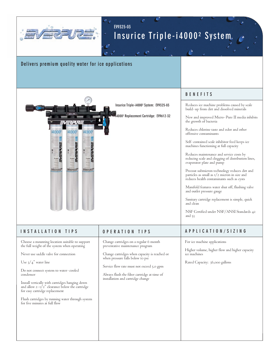 Everpure Insurice Triple EV9612-32 User Manual | 2 pages