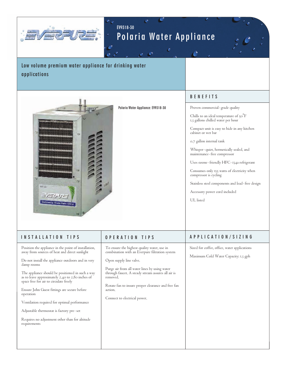 Everpure Polaria EV9318-30 User Manual | 2 pages