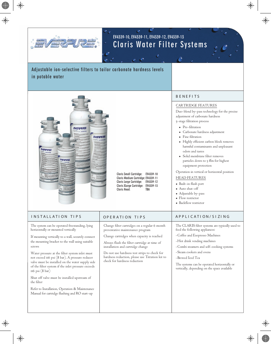 Everpure Claris EV4339-12 User Manual | 2 pages