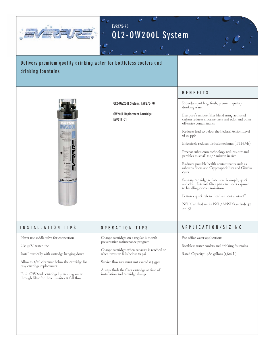 Everpure OW200L User Manual | 2 pages