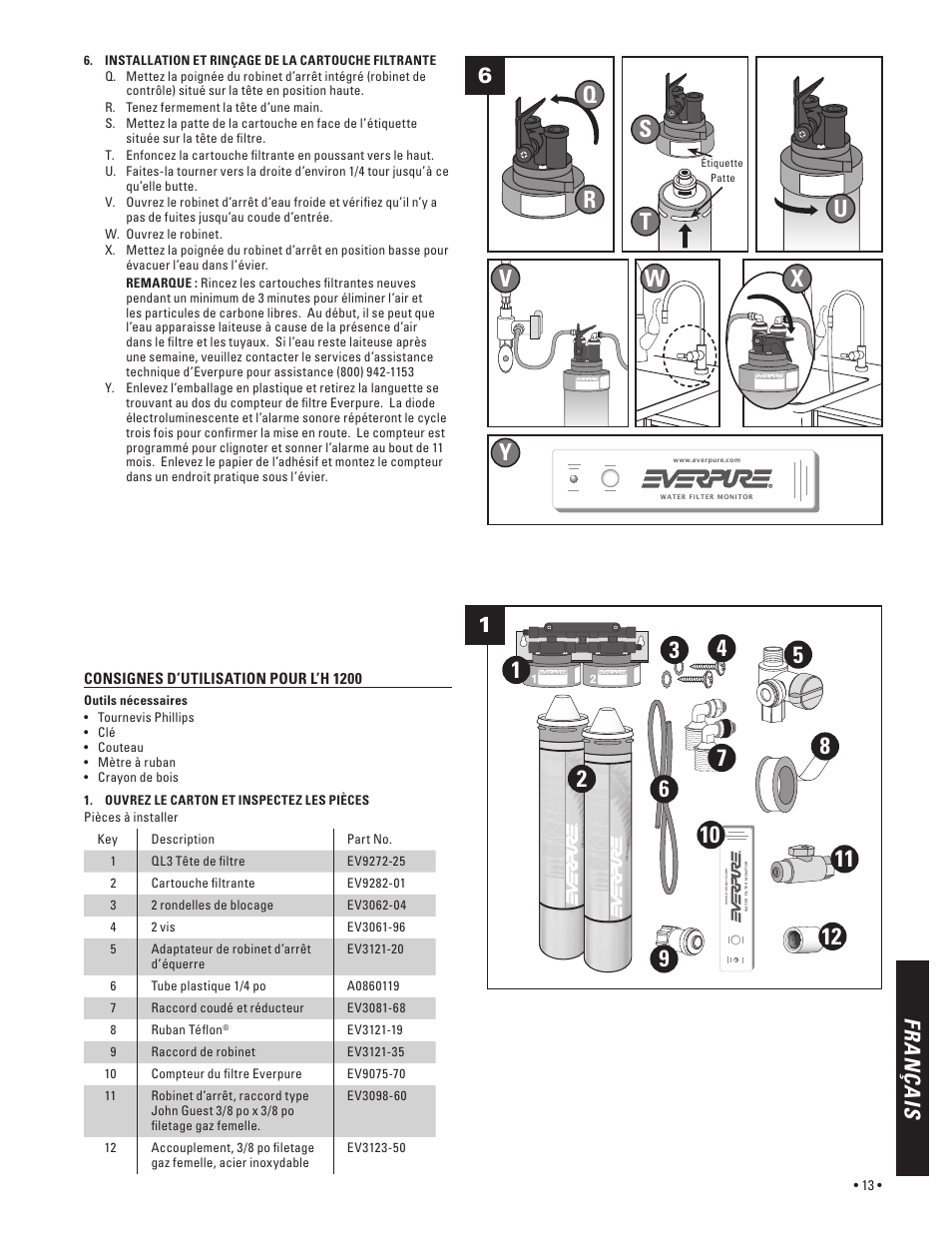 Vw y, Fr a n ça is | Everpure H-300 User Manual | Page 13 / 16