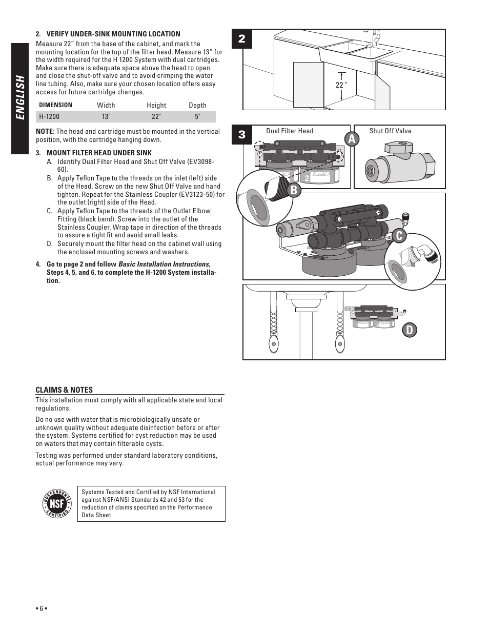 En g li sh | Everpure H-300 User Manual | Page 6 / 16