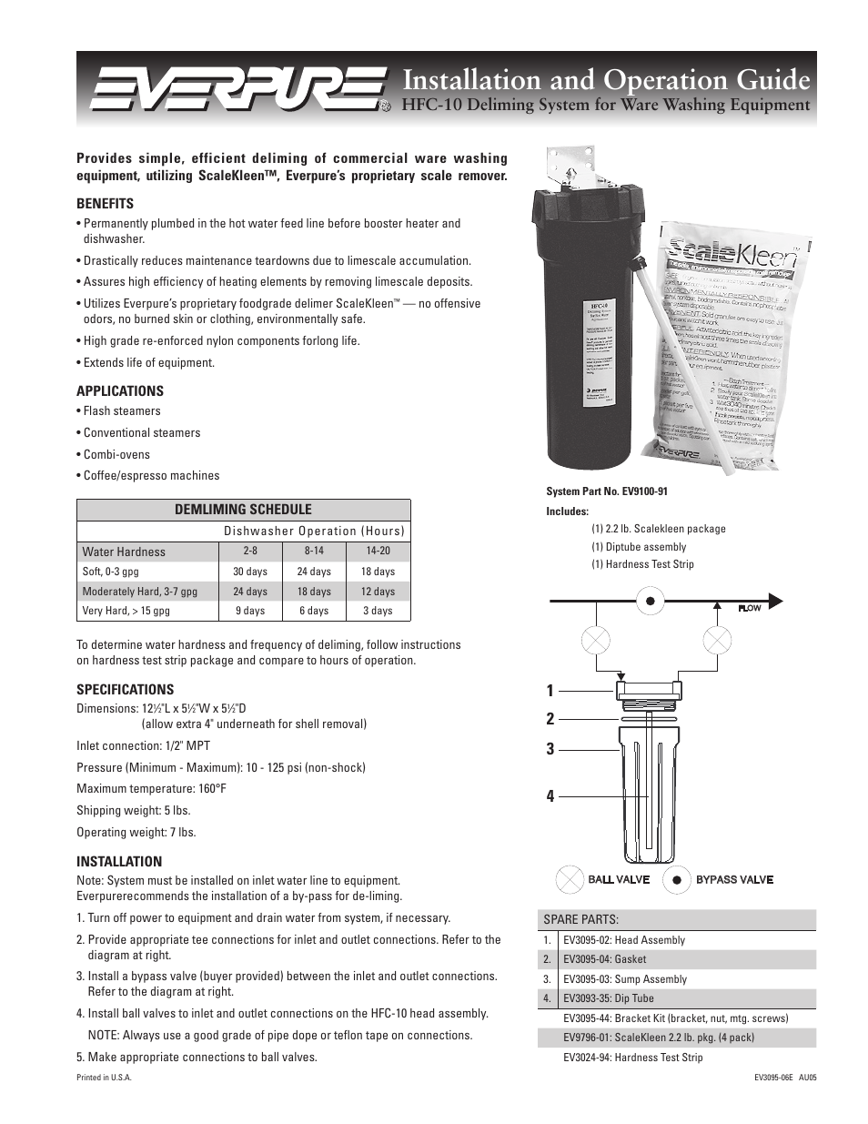 Everpure HFC-10 System EV9100-91 User Manual | 2 pages