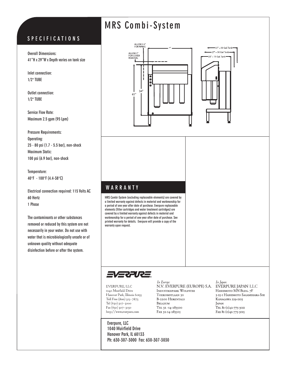 Mrs combi-system | Everpure Water Dispenser User Manual | Page 2 / 2