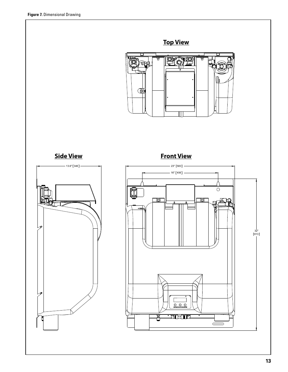 Side view front view top view | Everpure ENVI-RO User Manual | Page 13 / 16