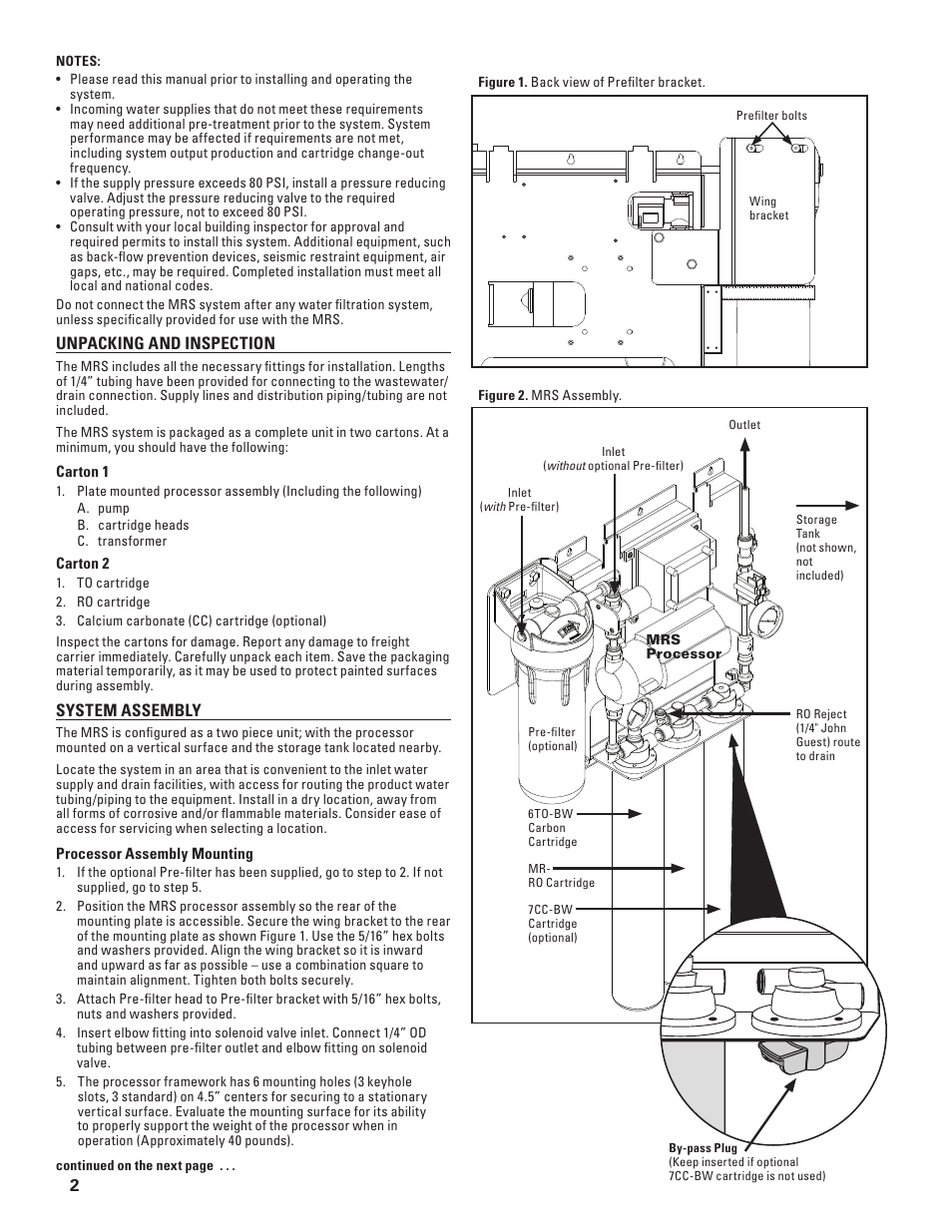 Everpure MRS Reverse Osmosis System MRS-100CC User Manual | Page 2 / 8