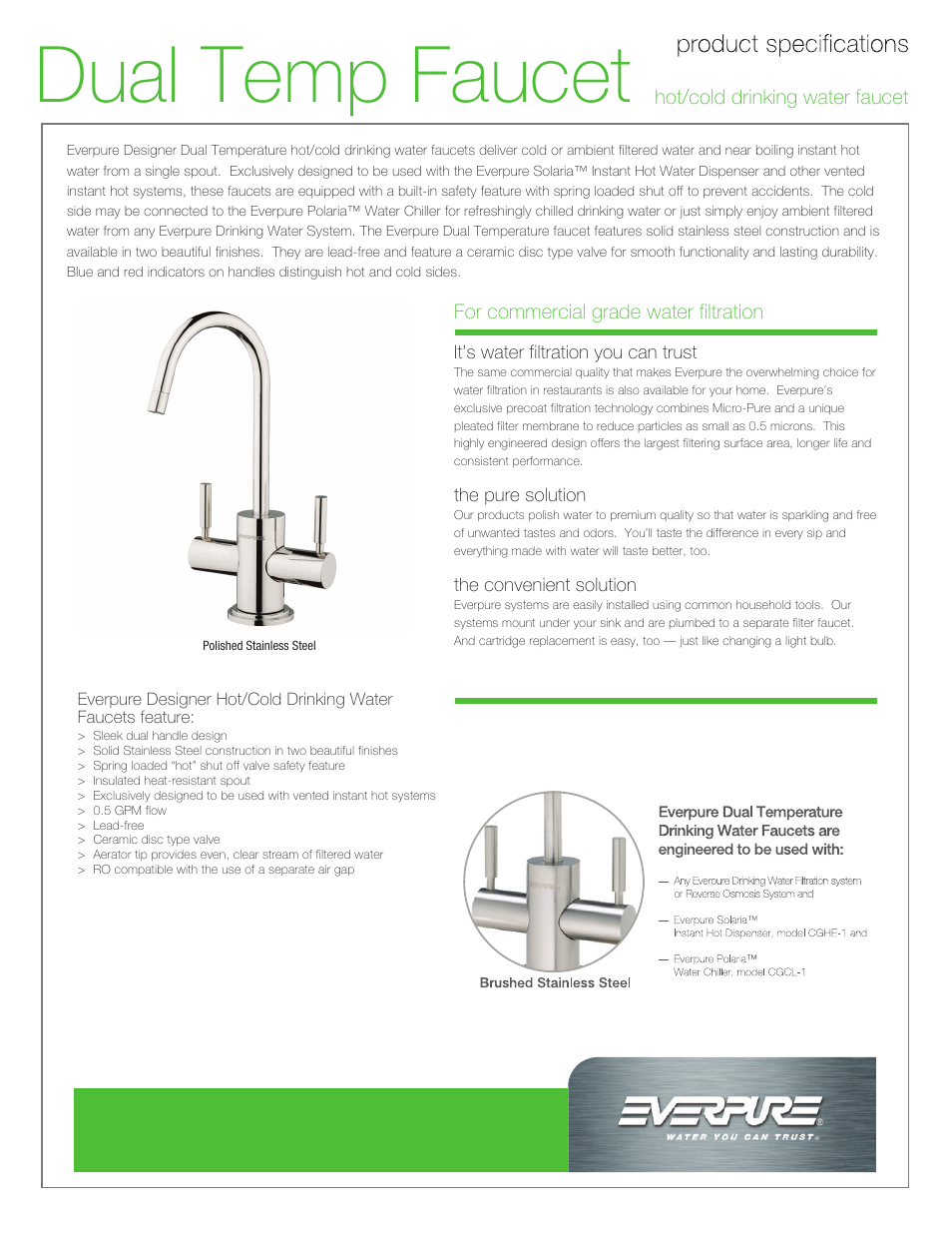 Everpure Dual Temp Faucet User Manual | 2 pages