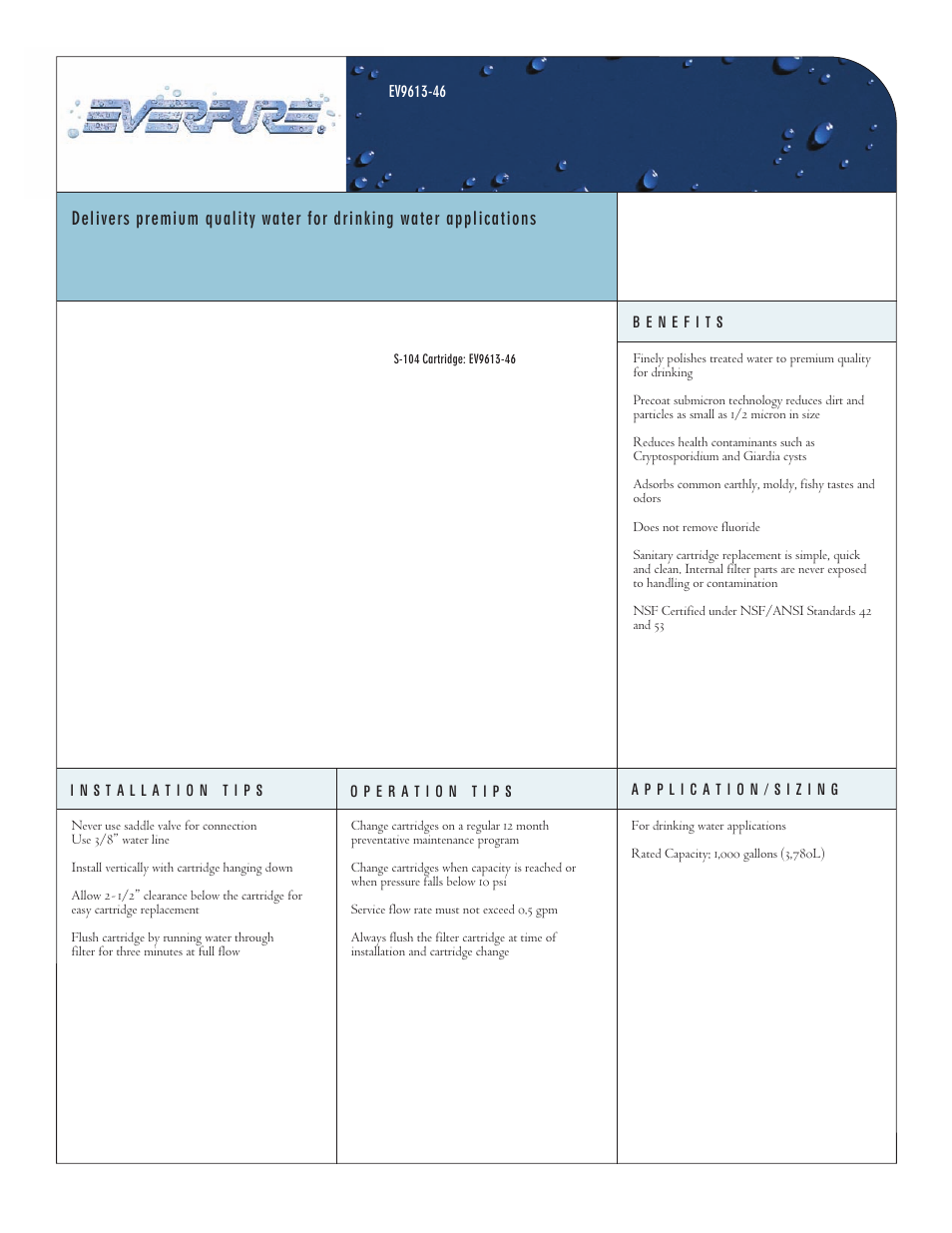 Everpure EV9613-46S-104 User Manual | 2 pages