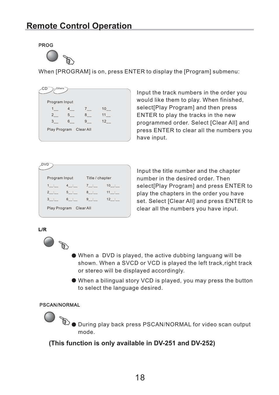 Remote control operation 18 | Eltax DV-252 User Manual | Page 18 / 40