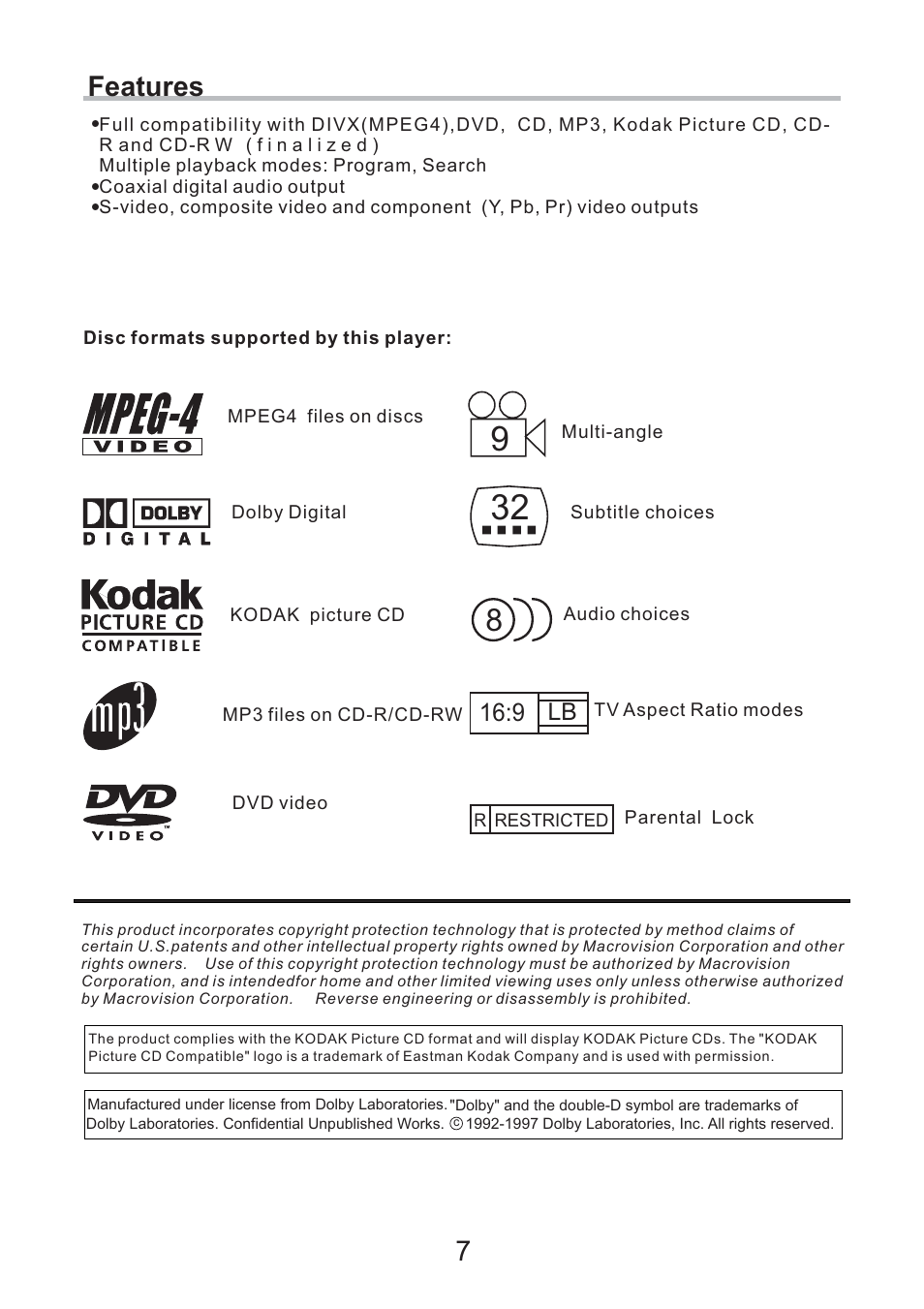 Features 7 | Eltax DV-252 User Manual | Page 7 / 40